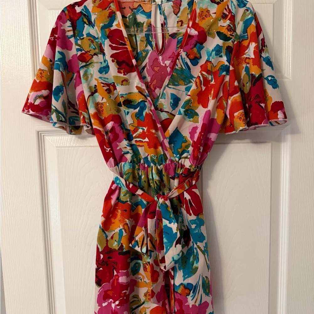 Colorful Romper With Tie Waist Size S